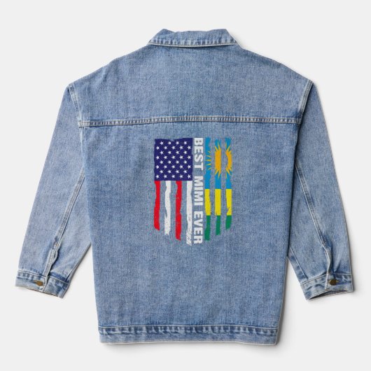 Amerikanische Flagge & Ruanda Flag Beste Mimi je P Jeansjacke (Rückseite)