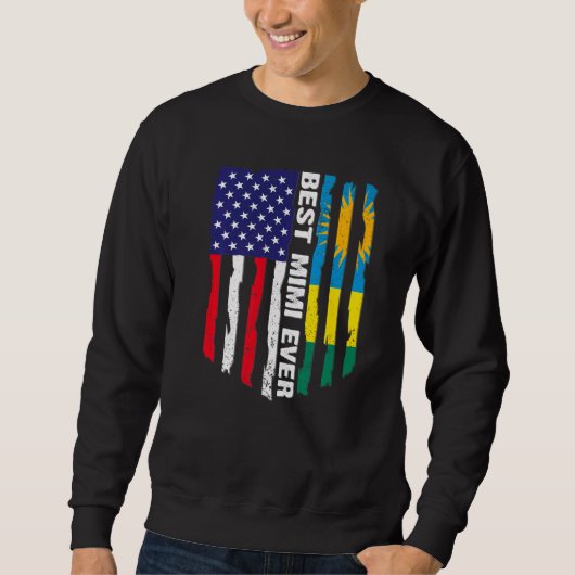 Amerikanische Flagge & Ruanda Flag Beste Mimi je P Sweatshirt (Vorderseite)