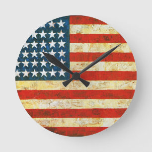 Amerikanische Flagge Runde Wanduhr