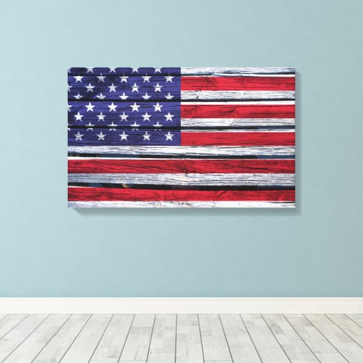 Amerikanische Flagge Rustikales Holz Leinwanddruck (Insitu (Holzboden))