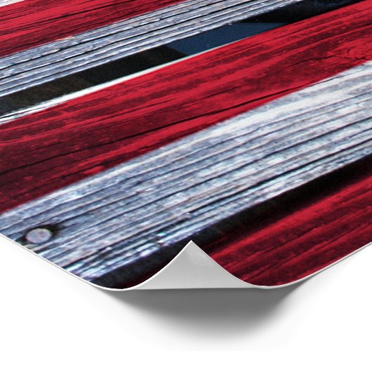 Amerikanische Flagge Rustikales Holz Poster (Ecke)