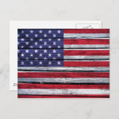 Amerikanische Flagge Rustikales Holz Postkarte (Vorne/Hinten)