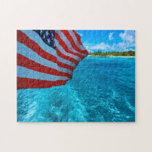 Amerikanische Flagge. Saipan-Mariana-Inseln Puzzle