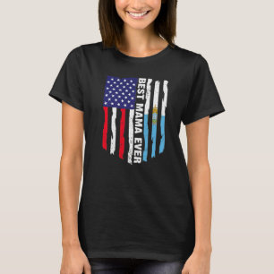 Amerikanische Flagge & San Marino Flag Beste Mama- T-Shirt