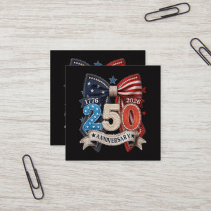 Amerikanische Flagge Schleife 250. Jubiläum Patrio Quadratische Visitenkarte