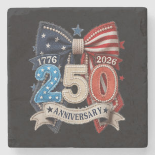 Amerikanische Flagge Schleife 250. Jubiläum Patrio Steinuntersetzer