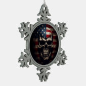 Amerikanische Flagge Schneeflocken Zinn-Ornament (Links)