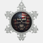 Amerikanische Flagge Schneeflocken Zinn-Ornament (Vorderseite)
