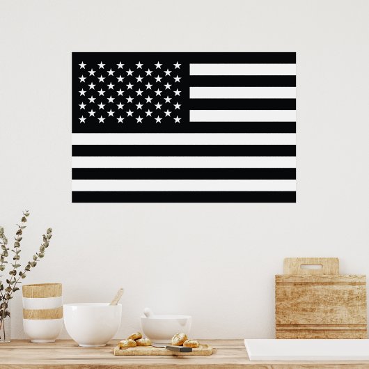 Amerikanische Flagge Schwarz-weiß Poster (Küche)