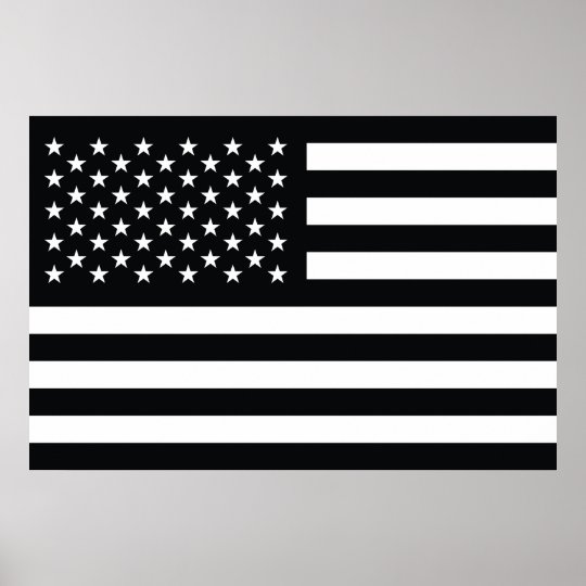 Amerikanische Flagge Schwarz Weiss Poster Zazzle De