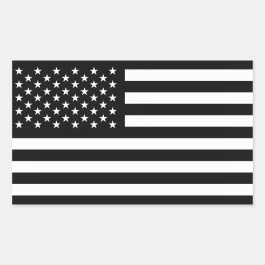 Amerikanische Flagge Schwarz-weiß Rechteckiger Aufkleber (Vorderseite)