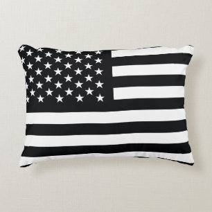Amerikanische Flagge Schwarz-weiß Zierkissen