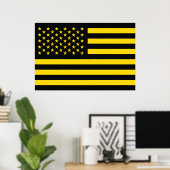 Amerikanische Flagge Schwarzes Gelb Poster (Heimbüro)
