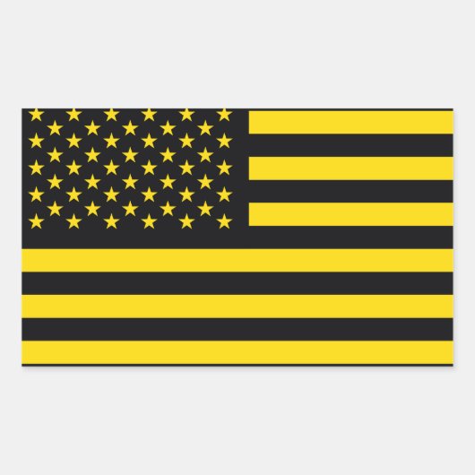 Amerikanische Flagge Schwarzes Gelb Rechteckiger Aufkleber (Vorderseite)