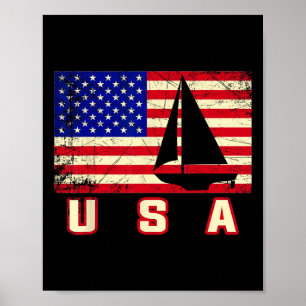 Amerikanische Flagge Segeln Süßes Bootsgeschenk fü Poster