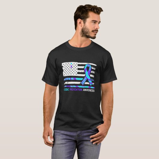Amerikanische Flagge Selbstmordbewusstsein Suizidp T-Shirt (Vorne ganz)