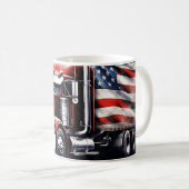 Amerikanische Flagge Semi Truck Kaffeetasse (VorderseiteRechts)