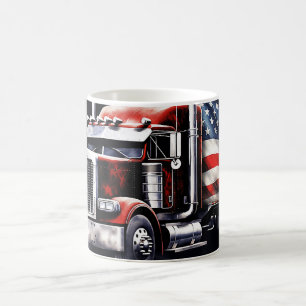 Amerikanische Flagge Semi Truck Kaffeetasse