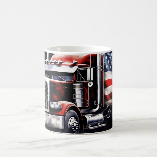 Amerikanische Flagge Semi Truck Kaffeetasse (Mittel)