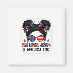 Amerikanische Flagge Sie Liebe Jesus und Amerika z Magnet