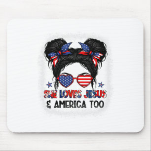 Amerikanische Flagge Sie Liebe Jesus und Amerika z Mousepad