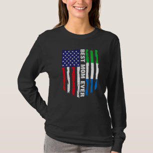 Amerikanische Flagge Sierra Leone Beste Mama je Fa T-Shirt