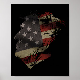 Amerikanische Flagge Silhouette von Präsident Dona Poster