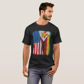 Amerikanische Flagge Simbabwes Half USA Simbabwe R T-Shirt (Vorne ganz)