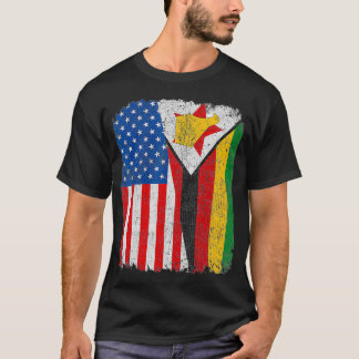 Amerikanische Flagge Simbabwes Half USA Simbabwe R T-Shirt