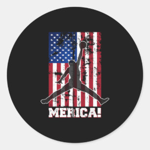 Amerikanische Flagge Sketll USA-Flagge 4. Juli Män Runder Aufkleber
