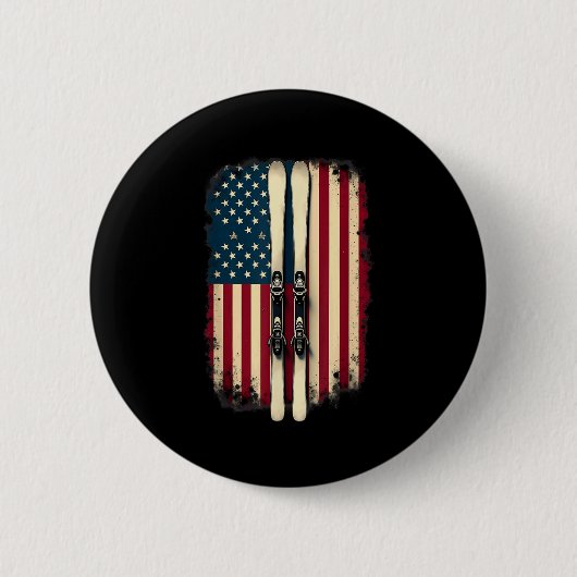 Amerikanische Flagge Skifahrer _2 Button (Vorderseite)