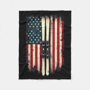 Amerikanische Flagge Skifahrer _3 Fleecedecke