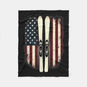 Amerikanische Flagge Skifahrer _4 Fleecedecke