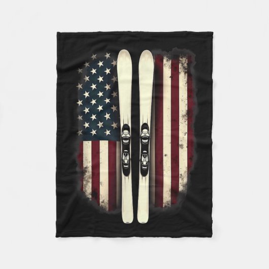 Amerikanische Flagge Skifahrer _4 Fleecedecke (Vorderseite)