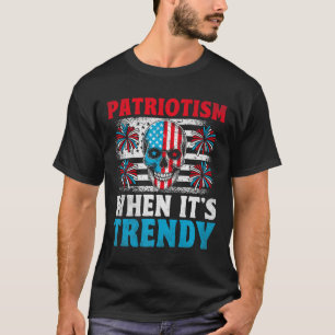 Amerikanische Flagge Skull Patriot Skeletto Unabhä T-Shirt