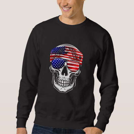 Amerikanische Flagge Skull USA Leiter der Flagge B Sweatshirt (Vorderseite)