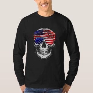 Amerikanische Flagge Skull USA Leiter der Flagge B T-Shirt