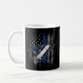 Amerikanische Flagge Snowmobile Blue Line Snowmobi Kaffeetasse (Links)