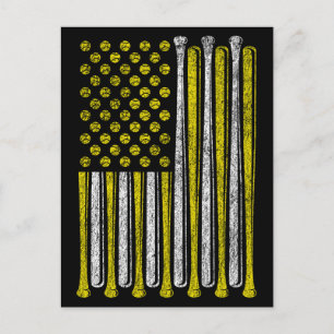 Amerikanische Flagge Softball-Team Vintage Lustig Postkarte