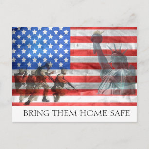 Amerikanische Flagge, Soldaten und Freiheit Postkarte