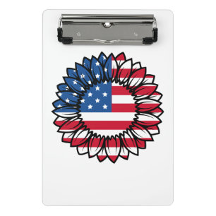Amerikanische Flagge Sonnenblume-32222 Mini Klemmbrett