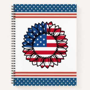Amerikanische Flagge Sonnenblume-32222 Notizblock