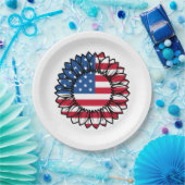 Amerikanische Flagge Sonnenblume-32222 Pappteller (Party)