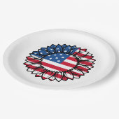 Amerikanische Flagge Sonnenblume-32222 Pappteller (Schrägansicht)