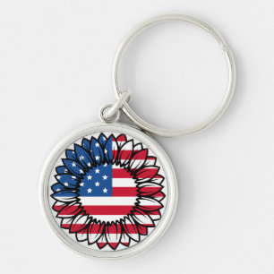 Amerikanische Flagge Sonnenblume-32222 Schlüsselanhänger