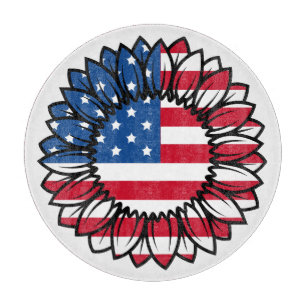 Amerikanische Flagge Sonnenblume-32222 Schneidebrett