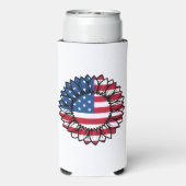 Amerikanische Flagge Sonnenblume-32222 Selters Dosenkühler (Seltzer Rückseite)