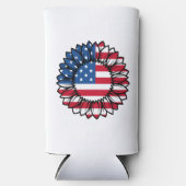 Amerikanische Flagge Sonnenblume-32222 Selters Dosenkühler (Vorderseite)