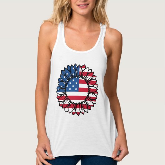 Amerikanische Flagge Sonnenblume-32222 Tank Top (Vorderseite)