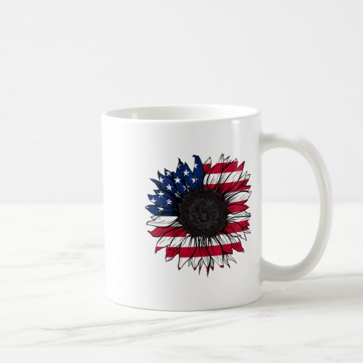 Amerikanische Flagge Sonnenblume 4. Juli Unabhängi Kaffeetasse (Rechts)